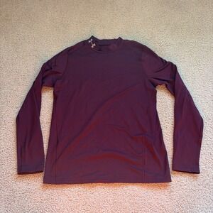 Under Armour Cold Gear Fitted Long Sleeve Shirt YLG Large Maroon Baselayer
